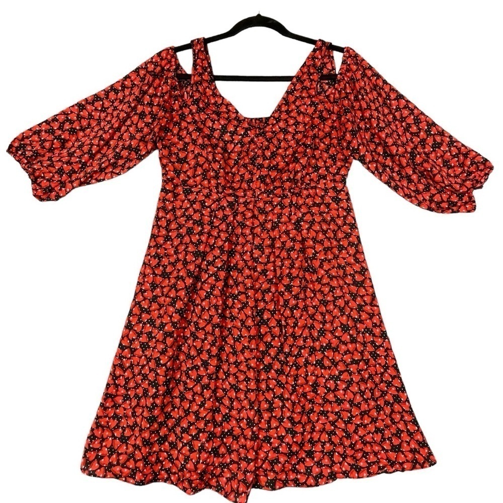 Disney Alice in Wonderland Open Shoulder Fun Girlie Sweetheart Heart Dress Sz M